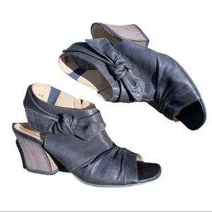 Paul Green Leather Bow Peep Toe Sandals Booties 7